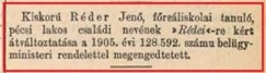 Budapesti Közlöny 1906.2. száma - Réder Jenő